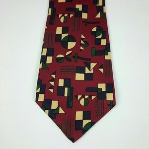 Lavatelli Red Yellow Green Silk Geometric Tie